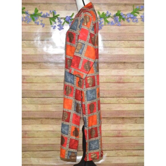 Panchi Indian Pakistani Kurta Tunic Dress 3/4 Sleeve Size M Color Block Flannel - Picture 5 of 11